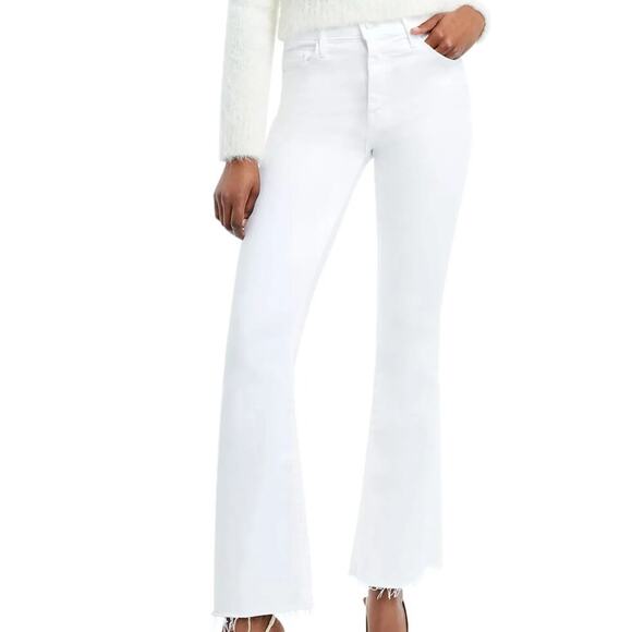 MOTHER JEANS WOMENS 29 THE WEEKENDER FRAY MID FLARE FAIREST OF THEM ALL WHITE - Picture 1 of 13